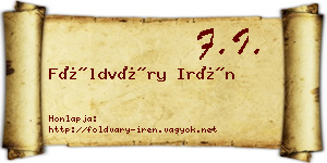 Földváry Irén névjegykártya